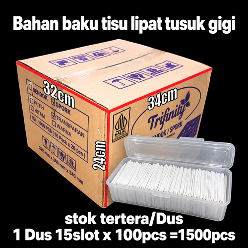 Bahan baku tisu lipat tusuk gigi Dus 15slot 1500pcs