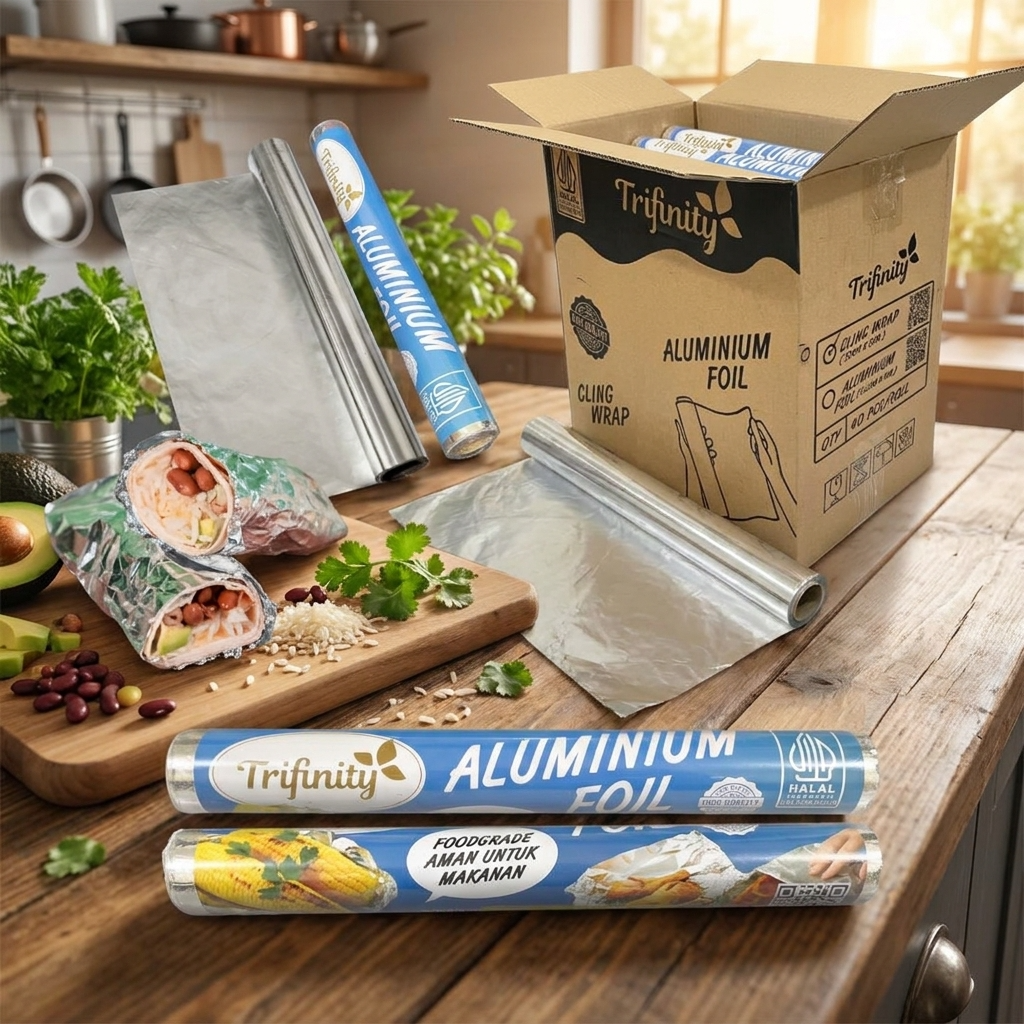 Aluminium Foil Trifinity 30cmx8m | Halal & Meteran Jujur, Anti Lengket