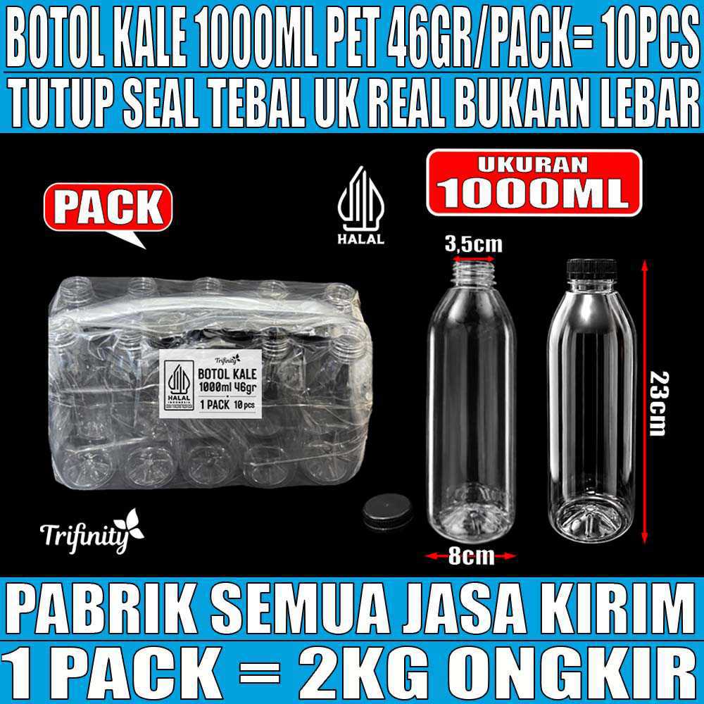 Botol Kale Plastik Pet 1000ml Pack 10pcs