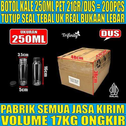 Botol Plastik Kale Pet 250ml Dus 200pcs Tebal 21gr