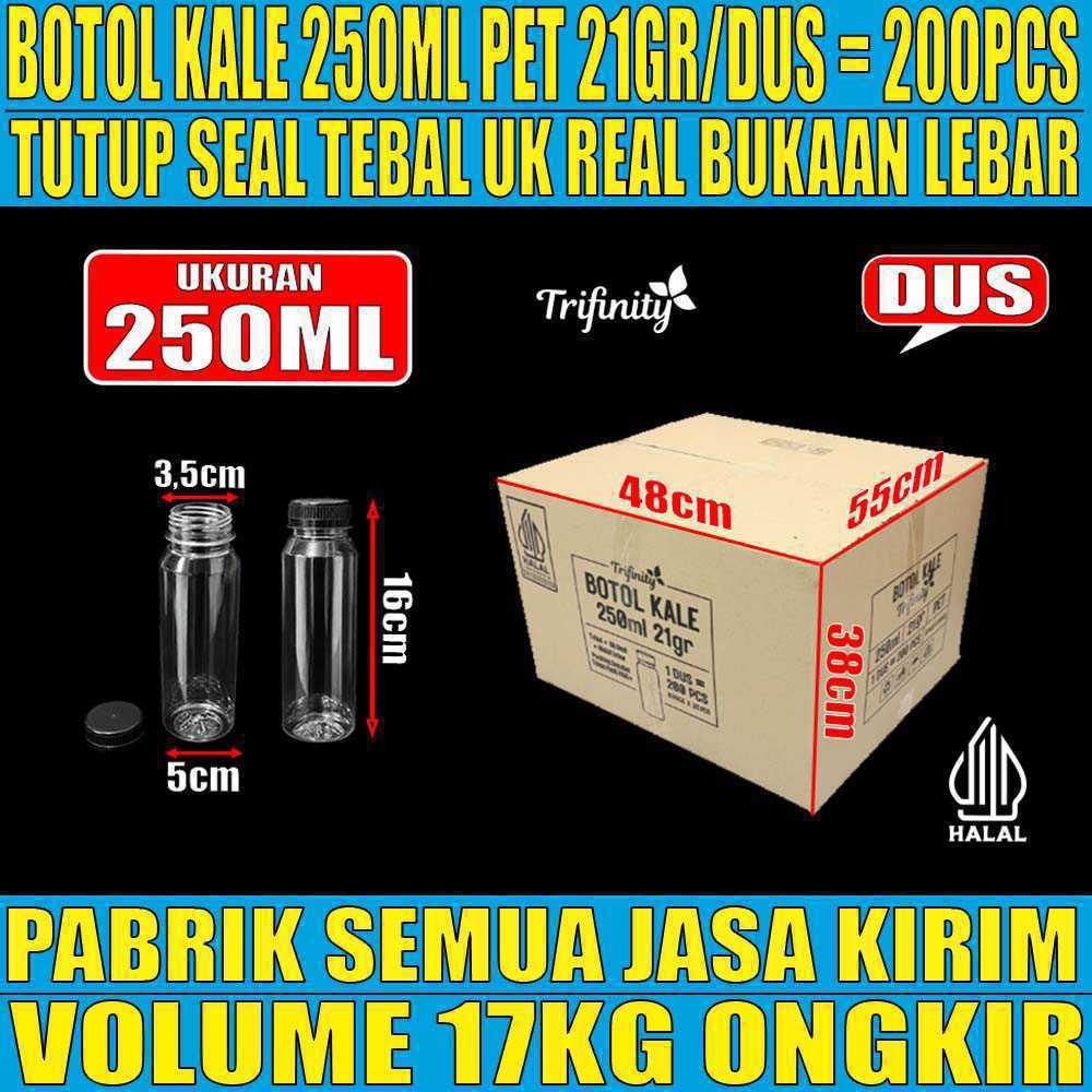 Botol Plastik Kale Pet 250ml Dus 200pcs Tebal 21gr