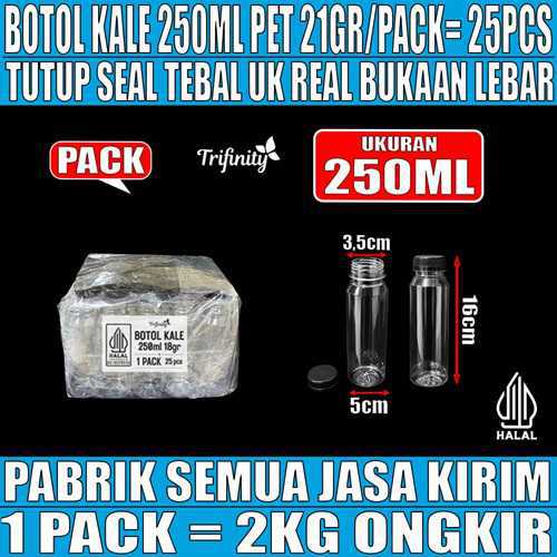 Botol Kale Plastik Pet 250ml Pack 25pcs