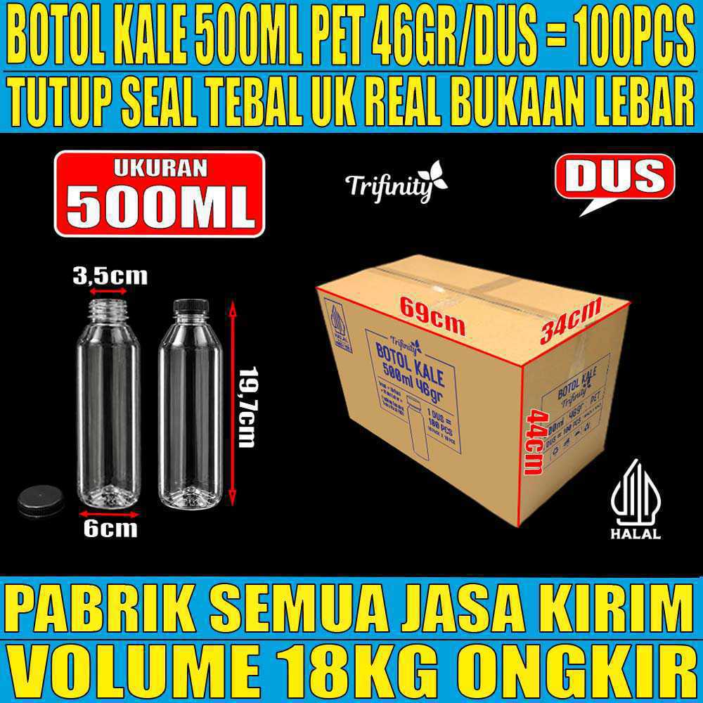 Botol Plastik Kale Pet 500ml Dus 100pcs Tebal 46gr