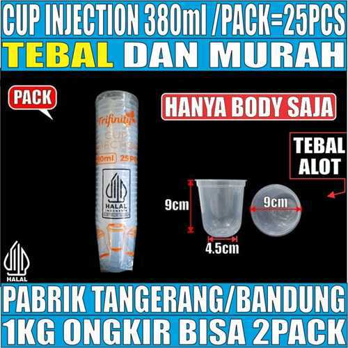 Cup Injection 380ml 12oz Pack 25pcs Thinwall Cup Injection Oval Transparan Halal