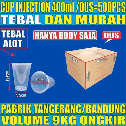 Cup Injection 400ml 14oz Dus 500pcs Trifinity Rata Transparan Halal L2BRT206T4H12