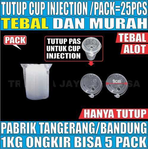 Tutup Cup Injection Sambung Pack 25pcs Semua Ukuran Transparan Halal