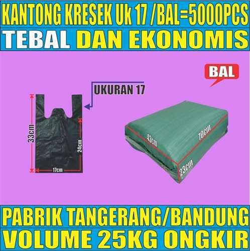 Kantong Kresek uk 17 Plastik Hdpe Tebal Ball 25kg 5000pcs ssy