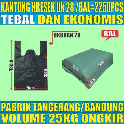Kantong Kresek Hitam uk 28 Plastik Hdpe Tebal Ball 25kg 2250pcs ssy