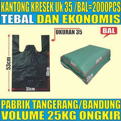 Kantong Kresek uk 35 Plastik Hdpe Tebal Ball 25kg L1brtT5H7