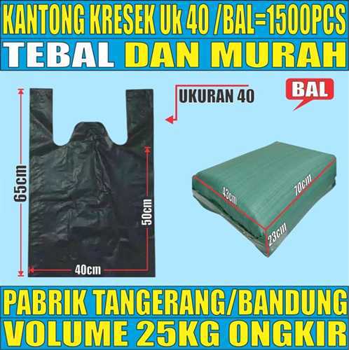 Kantong Kresek uk 40 Plastik Hdpe Tebal Ball 25kg L1brtTH7
