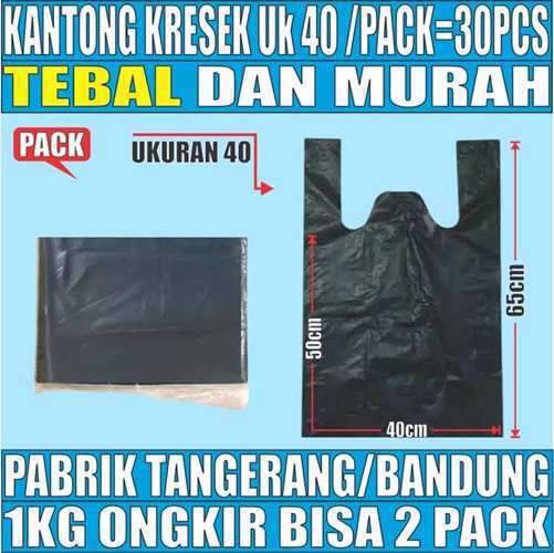 Kantong Kresek Hitam uk 40 Plastik Hdpe Tebal PACK