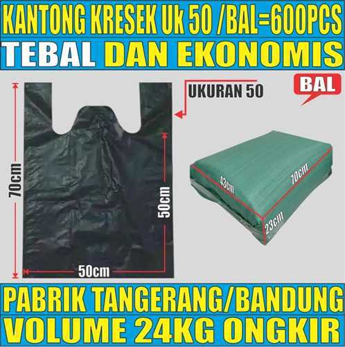 Kantong Kresek uk 50 Plastik Hdpe Tebal Ball 24kg L1brtT5H7