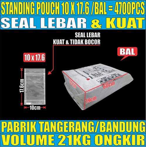 Standing Pouch uk 10x17 Plastik Kemasan Berdiri Seal Lebar Bening Ball 20kg L1brtT5H7