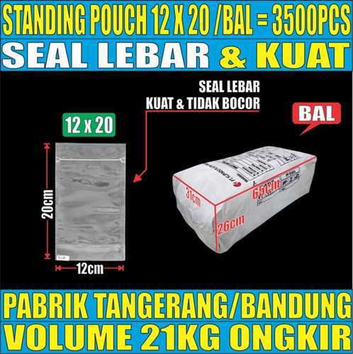 Standing Pouch uk 12x20 Plastik Kemasan Berdiri Seal Lebar Bening Ball 20kg L1brtT5H7