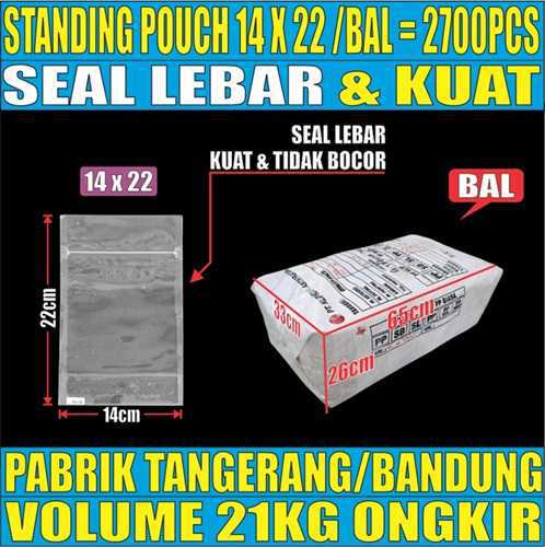 Standing Pouch uk 14x22 Plastik Kemasan Berdiri Seal Lebar Bening Ball 20kg L1brtT5H7