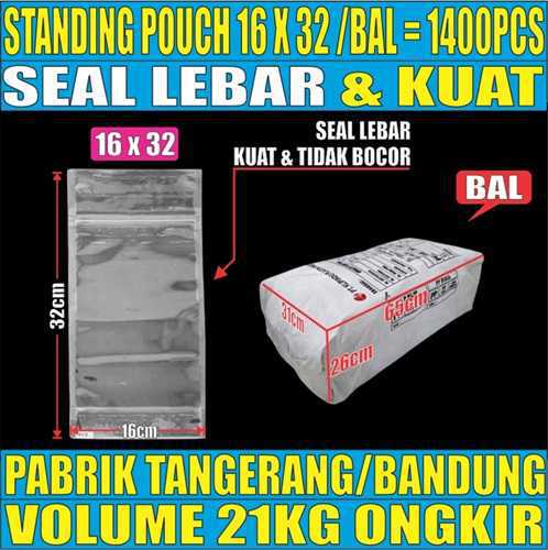 Standing Pouch uk 16x32 Plastik Kemasan Berdiri Seal Lebar Bening Ball  20kg L1brtT5H7