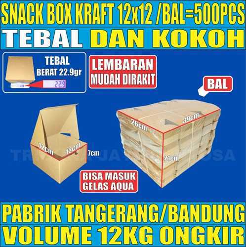Snack Box Coklat 12x12 BALL 500pcs Kraft 275gsm Tutup sambung L1TMRT13H8