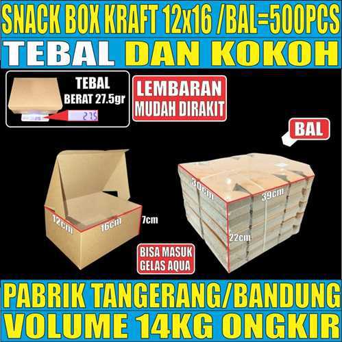 Snack Box Coklat 12x16 BALL 500pcs Kraft 275gsm Tutup sambung L1brtT13H9