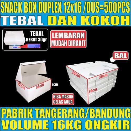 Snack Box Putih 12x16 BALL 500pcs Duplex 310gsm Tutup sambung L1TMRT6H8