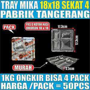 Mika 18S4 Tray 4Sekat 18x18 u Kotak Nasi Pack 50pcs