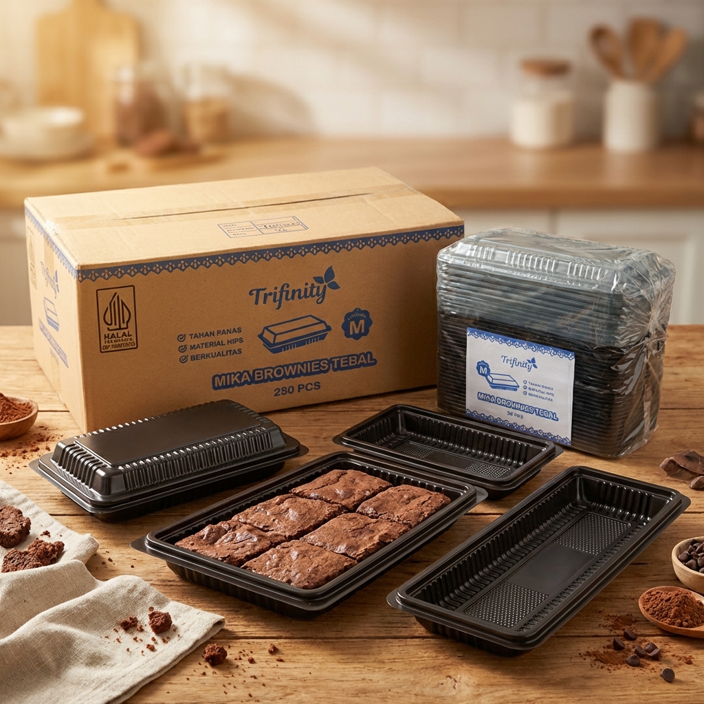 Mika Brownies Trifinity Tebal, Uk Real, Tahan Panas, Halal, dan Tutup Body Klop