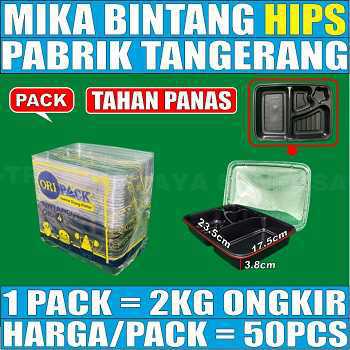 Mika Bento Bintang HIPS Tahan Panas 4 sekat Pack 50pcs