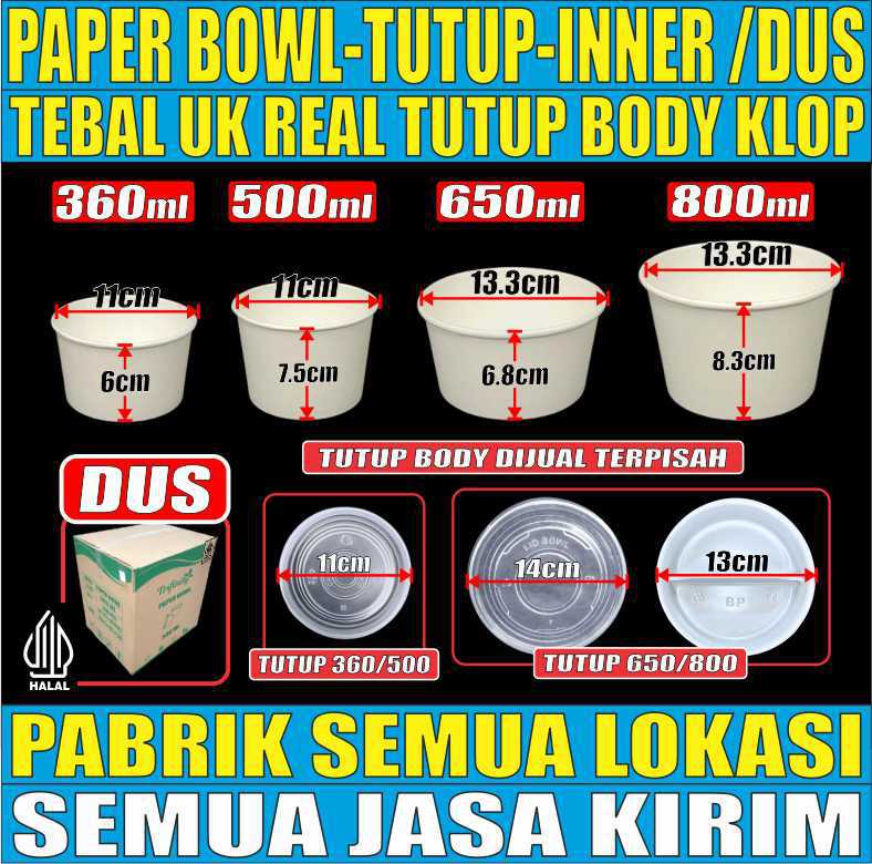 VARIAN Paper Bowl Putih Ivory uk 360ml,500ml,650,800ml