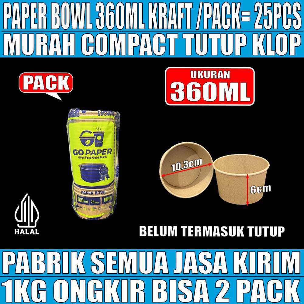 Paper Bowl KRAFT 360ml Go Paper Pack 25pcs
