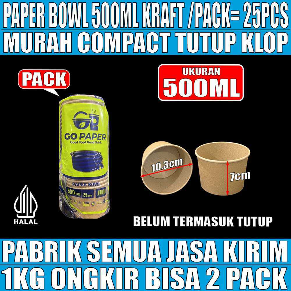 Paper Bowl Kraft 500ml Go Paper PACK 25pcs