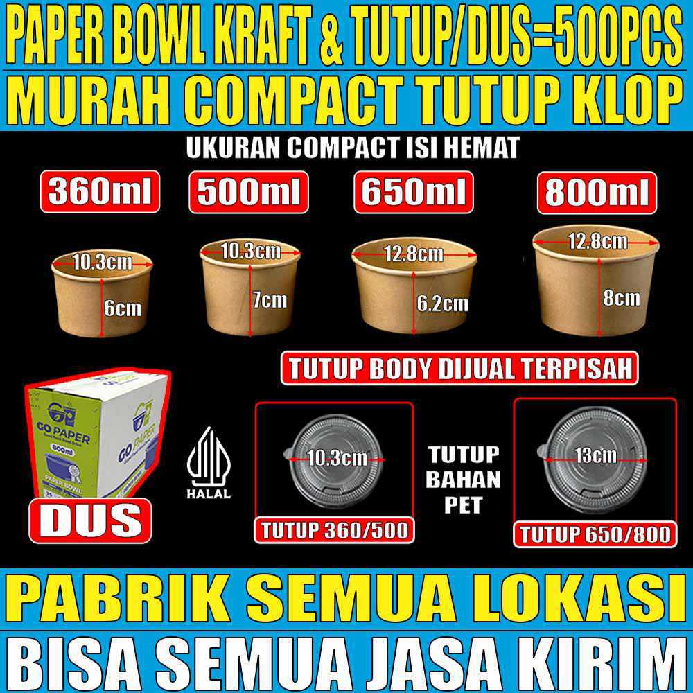 VARIAN Paper Bowl Coklat Kraft UK 360ml 500ml 650ml 800ml