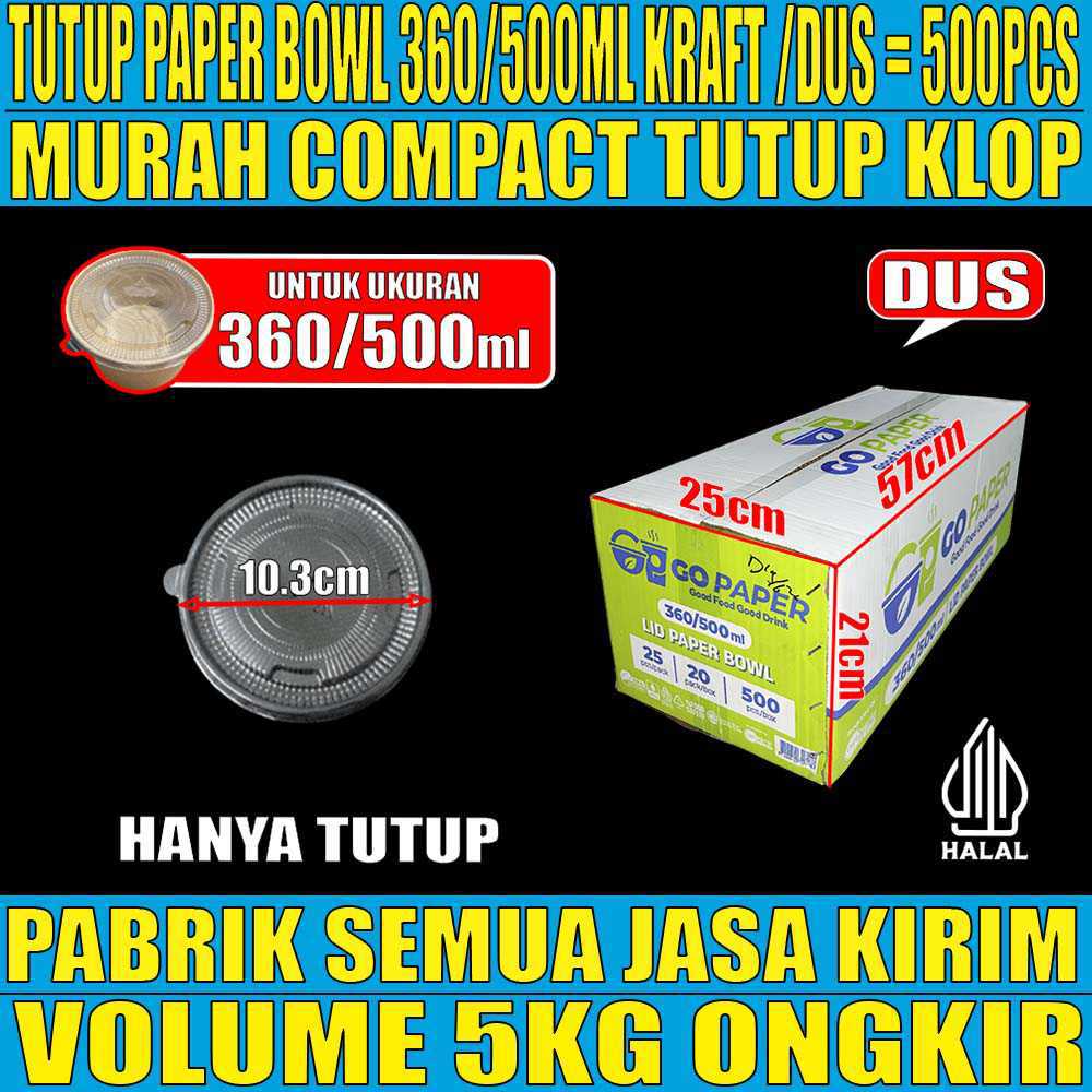 Tutup Paper Bowl KRAFT u 360ml n 500ml GO Paper Dus 500pcs ori
