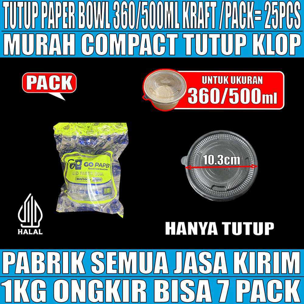 Tutup Paper bowl Kraft u 360ml n 500ml Go Paper PACK 25pcs