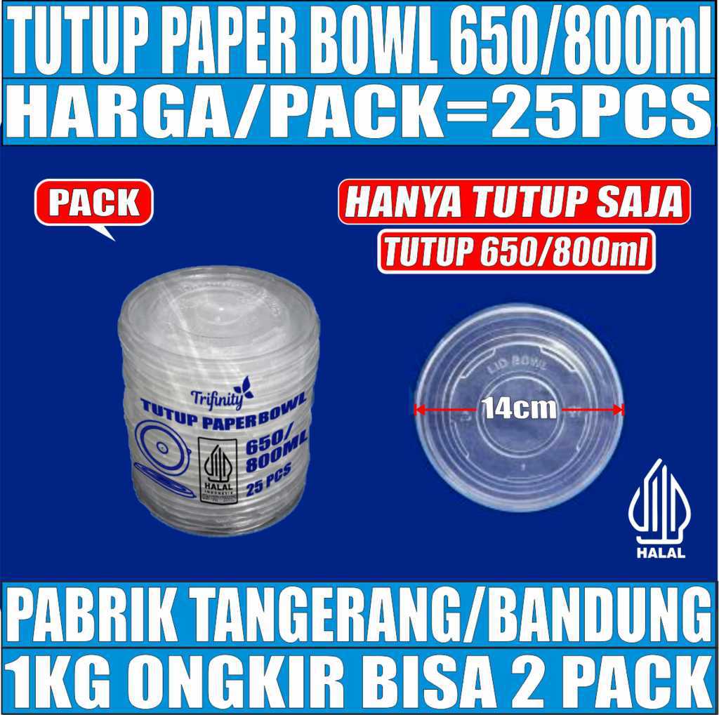 Tutup Paper Bowl 650ml n 800ml Pack 25pcs Trifinity