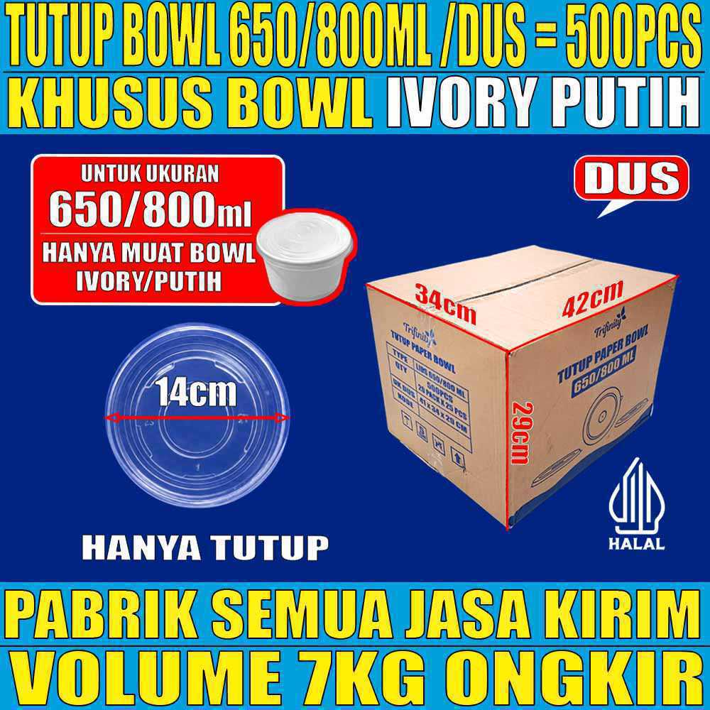Tutup Paper Bowl Putih u 650ml n 800ml Trifinity Dus 500pcs tms