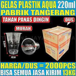 Gelas Cup Plastik Aqua 220ml Dus 2000pcs MURAH L2TMR