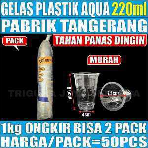 Gelas Cup Plastik Aqua 220ml Pack 50pcs Murah