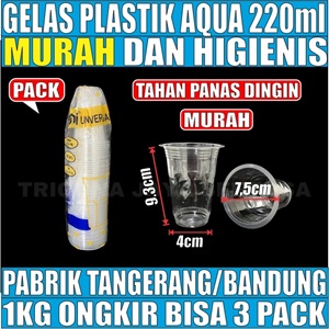 Gelas Aqua 220ml Pack 50pcs Cup Plastik Murah