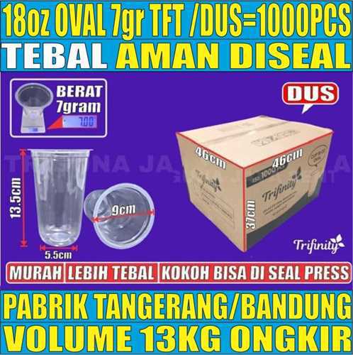 Gelas Oz Oval 18oz 7gr Trifinity Dus 1000pcs Halal L2TMR229T4H7