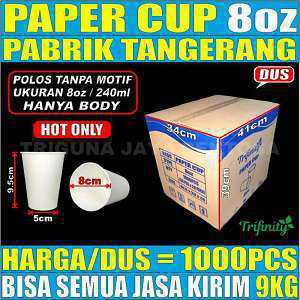 Paper Cup 8oz Polos Dus 1000pcs 240ml Hanya Body L2TMR