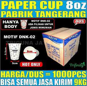 L2BRT Paper Cup 8oz Drink02 Dus 1000pcs 240ml Hanya Body