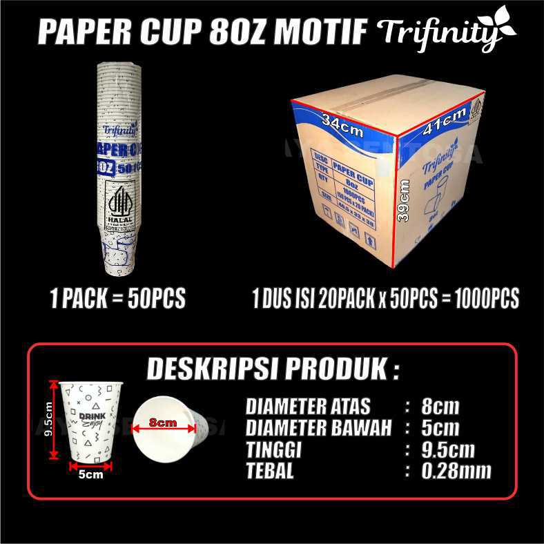 paper cup 8oz drink02 dus 1000pcs 240ml hanya body tebal halal