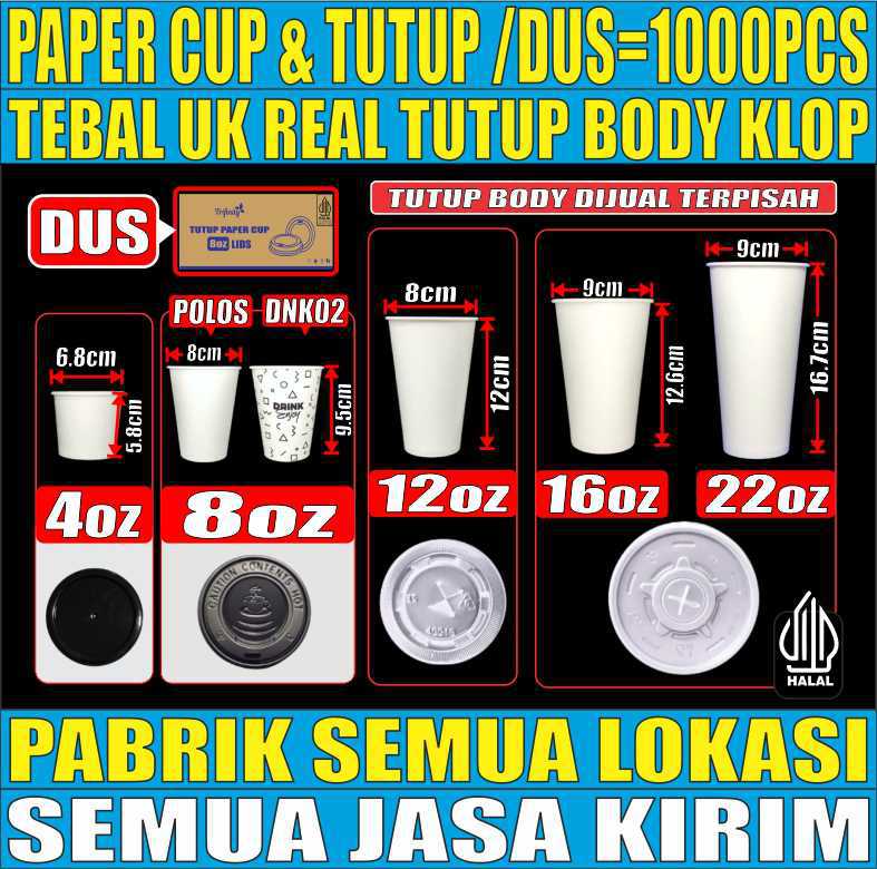 VARIAN Paper Cup Body Tebal 12gr n Tutup