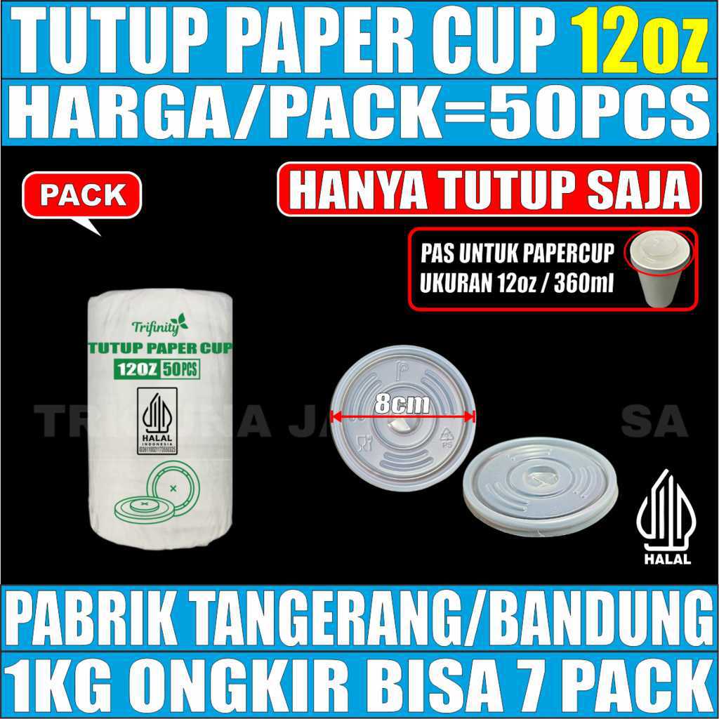 Tutup Paper Cup 12oz Pack 50pcs