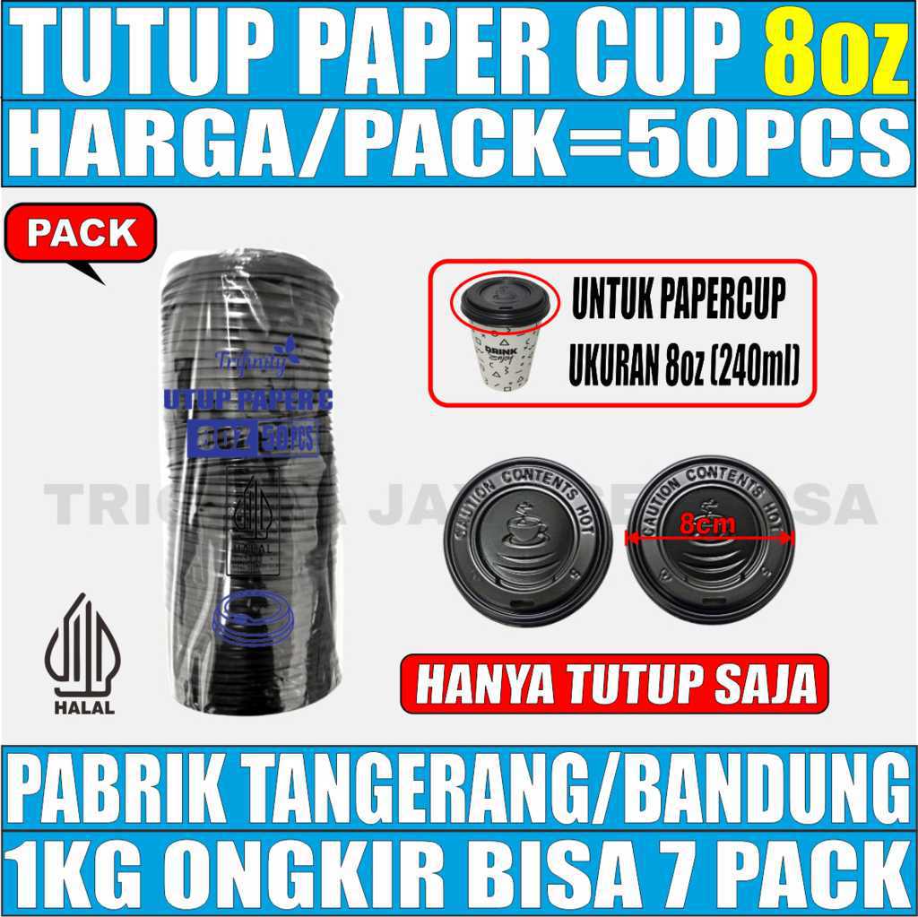 Tutup Paper Cup 8oz Pack 50pcs