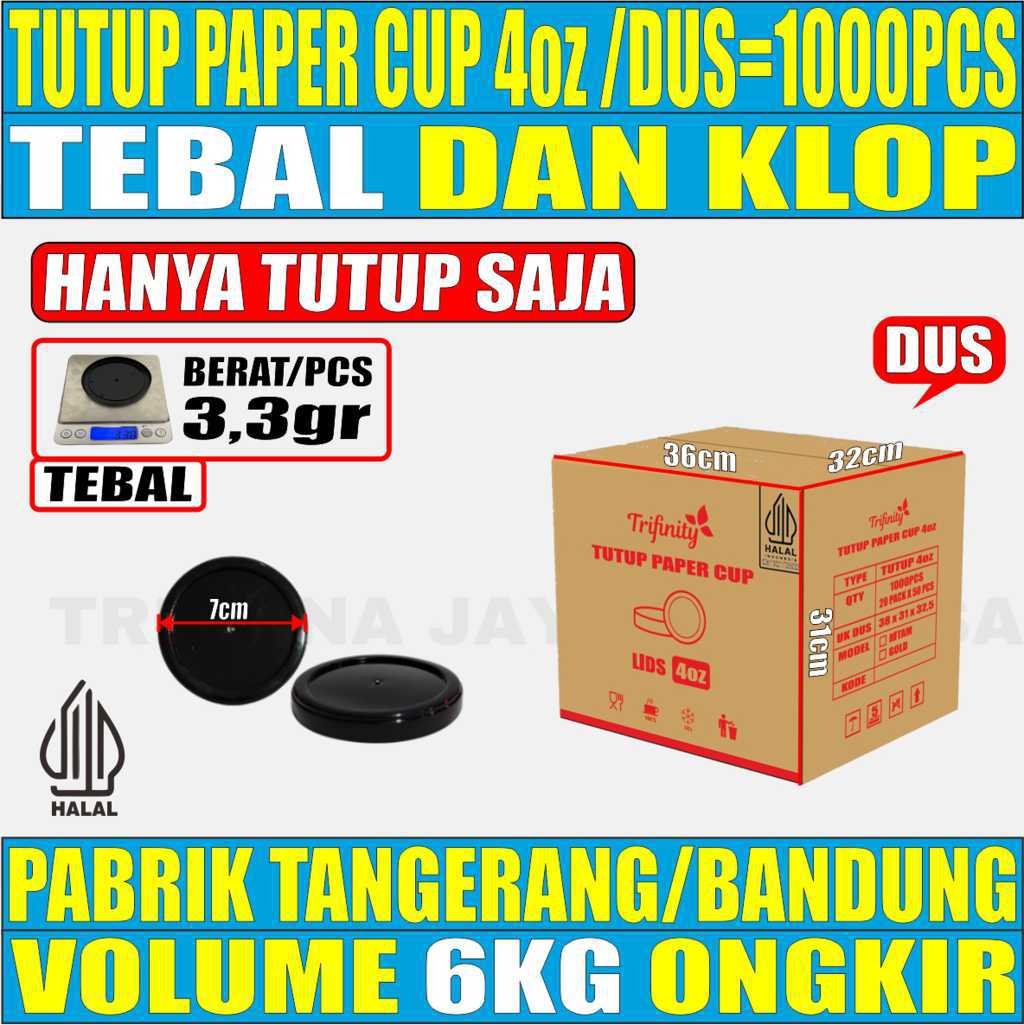 Tutup Paper Cup 4oz Dus 1000pcs Halal tms