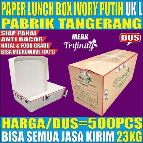 Paper Lunch box Tutup Trifinity Ivory Putih Kotak Uk L Dus 500pcs L2TMR