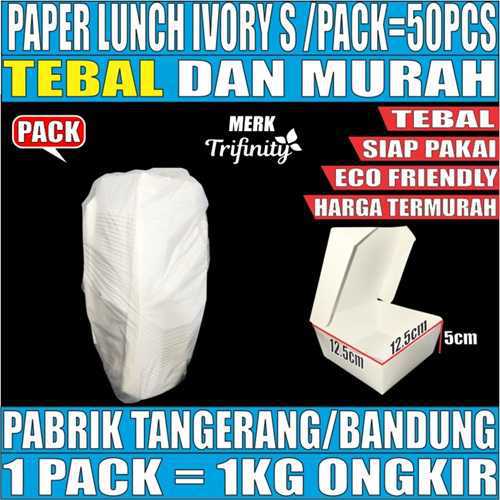 Paper Lunch S Ivory Pack 50pcs Box Kotak Tutup Putih Trifinity