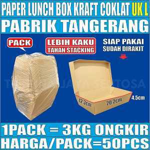 Paper Lunch Kotak kraft Coklat Uk L Pack 50pcs TFT