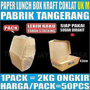 Paper Lunch Kotak kraft Coklat Uk M Pack 50pcs TFT