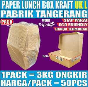 Paper Lunch Kotak KRAFT Uk L TRIFINITY Pack 50pcs